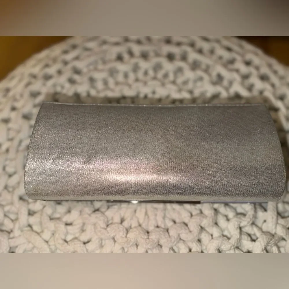 Silver Glitter Evening Clutch Formal Party Wedding Handbag